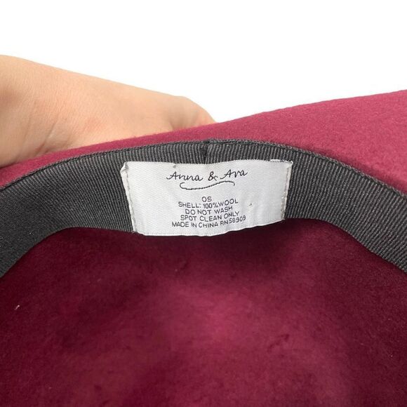 Anna&Ava 100% wool floppy‎ hat One Size burgundy maroon - Picture 7 of 8